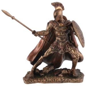 Mini statueta erou al mitologiei grecesti Hector, finisaj bronz, 10 cm
