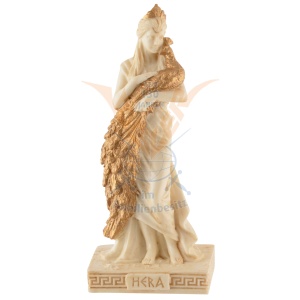 Mini statueta rasina cu finisaj alb marmura, mitologia greaca, Hera, regina zeilor