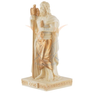 Mini statueta rasina cu finisaj alb marmura, mitologia greaca, Zeus, regele zeilor - Img 2