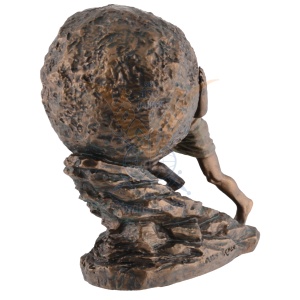 Mini statueta rasina cu finisaj bronz, mitologia greaca, Sisif si Lupta Eterna - Img 7