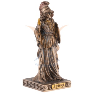 Mini statueta rasina cu finisaj bronz, mitologia greaca, zeita intelepciunii Atena - Img 2