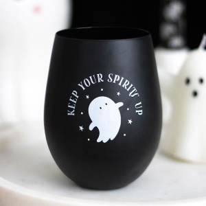 Pahar de sticla imprimat Keep your spirits up, capacitate 500ml - Img 2