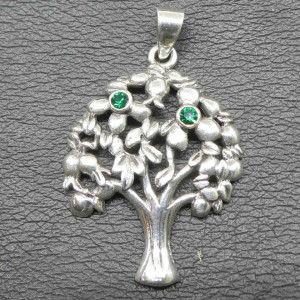 Pandantiv argint Copacul vietii cu zirconiu verde 4cm - Img 2