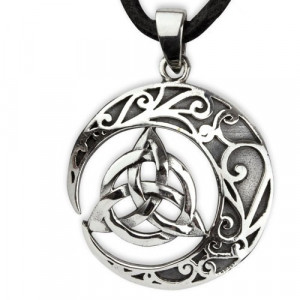 Pandantiv argint Semiluna cu triquetra 2.6cm - Img 1