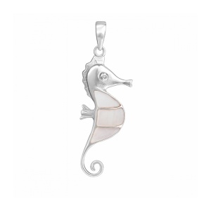 Pandantiv Calut de mare, argint cu sidef – grija si devotament, 2.5 cm