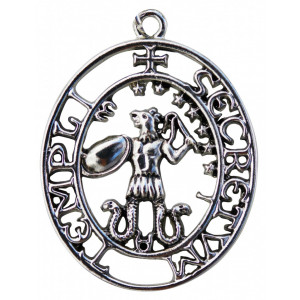 Pandantiv cu lantisor, Cavalerii templieri - Sigiliul Abraxas, placat cu argint, 3.8 cm
