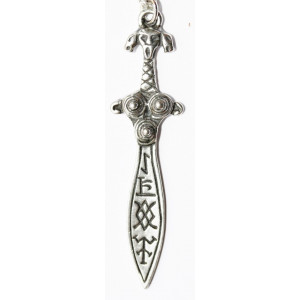 Pandantiv cu lantisor Celtic Sorcery - Sabia fermecata a lui Odin, placat cu argint 5.5 cm