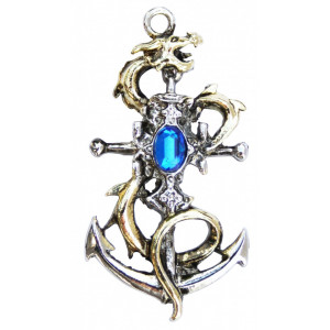 Pandantiv cu lantisor Leviatan, placat cu argint, talisman pentru protectie si noroc, 4 cm - Img 2