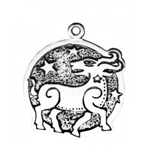 Pandantiv cu lantisor Sidellu Gwynder, placat cu argint, talisman zodiac celtic( 1-22 Ian.), 2.4 cm