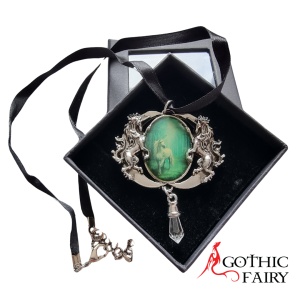 Pandantiv cu unicorni si cristal alb Enchanted Cameos - Unicorn de Padure, 6.1 cm - Img 2