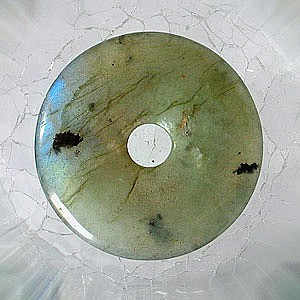 Pandantiv disc piatra semipretioasa Labradorit, 3 cm - Img 1