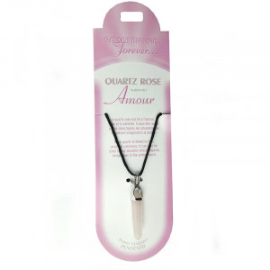Pandantiv hexagonal cu varf piatra semipretioasa, Quartz Roz, talisman pentru Iubire