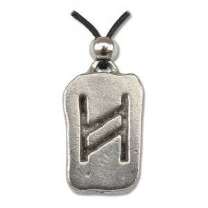 Pandantiv runa Hagalaz, talisman pentru schimbare, 2.5cm