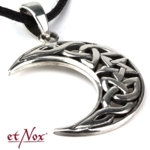 Pandantiv Semiluna cu Nod Celtic si Pentagrama din inox, Etnox – simbol al protectiei si renasterii, 3 cm - Img 3