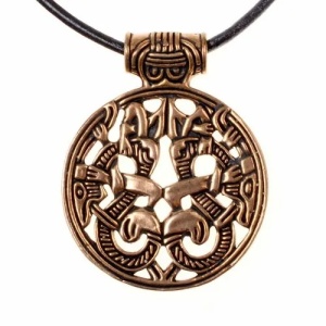 Pandantiv viking din bronz, reproducere istorica, Amuleta Varby 4 cm