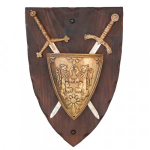 Panoplie Scut cu stema si 2 cutite pentru deschis corespondenta 28cm