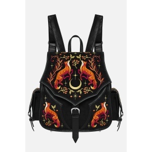 Rucsac gotic din piele intoarsa ecologica cu broderie Mystic Fox