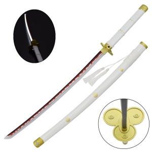Sabie decorativa cu led katana One Piece - Roronoa Zoro ( alb ) 98 cm