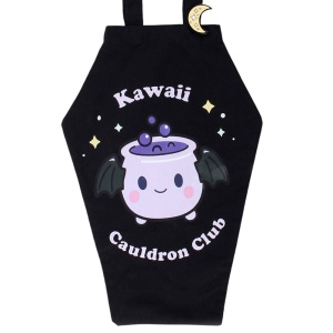 Sacosa tote bag in forma de sicriu Candy Cauldron - Kawaii, cu insigna Luna
