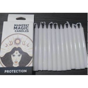 Set 12 lumanari albe pentru ritualuri de protectie, 12x1.2 cm - Img 2
