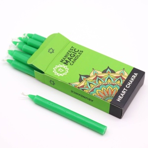 Set 12 lumanari verzi pentru ritualuri de abundenta 12x1.2 cm