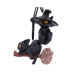 Set 2 decoratiuni suspendate pisici negre Curse and Claw 7 cm - Whisper Wood - Img 2