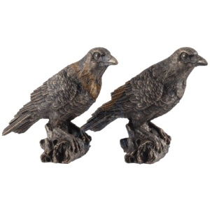 Set 2 statuete rasina corbi Huggin si Munnin 17cm