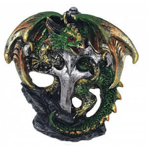 Set 3 magneti de frigider Dragonei pe Cruce, rosu albastru si verde, 8 cm - Img 2