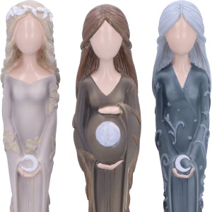 Set 3 statuete Zeita Tripla Wicca - Fecioara, Mama si Batrana, 15 cm - Img 5