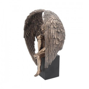 Statueta bronz si rasina Ingerul ganditor 26 cm - Img 2