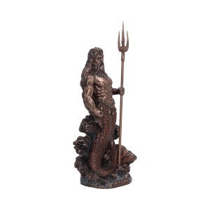 Statueta bronz si rasina, mitologie greaca, zeul marii Poseidon 18.5cm - Img 4