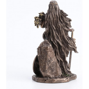 Statueta bronz si rasina, mitologie nordica, zeita recoltei Sif 22 cm - Img 2