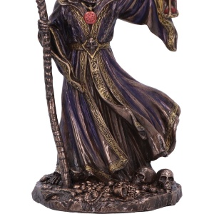 Statueta bronz si rasina, moartea cu coasa, Deathly Crown 21.3cm - Img 6