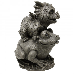 Statueta de gradina dragonel si broscuta, Prietenie Neobisnuita, 27cm - Img 4