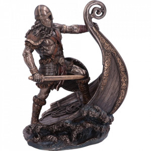 Statueta luptator viking cu corabie Halvor 24cm - Img 5