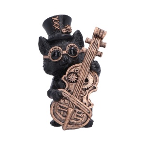Statueta pisicuta Music Meowstro Cello – decor steampunk , 10 cm