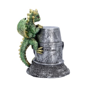 Statueta pui de dragon verde Hatchling Helm – decor medieval collector 12 cm - Img 3
