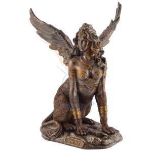 Statueta rasina cu bronz, mitologia greaca, Sfinxul din Teba, Oracolul Destinului - Img 8