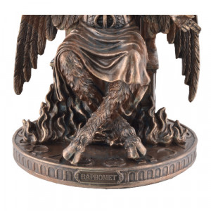 Statueta rasina si bronz Baphomet pe Tron 24 cm - Img 2