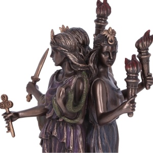 Statueta rasina si bronz, mitologia greaca, Hecate Zeita Magiei 21 cm - Img 6