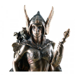 Statueta rasina si bronz, mitologia nordica, zeita Frigga 26cm - Img 3