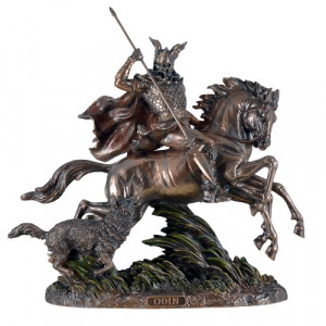 Statueta rasina si bronz, mitologia nordica, zeul Odin 32cm