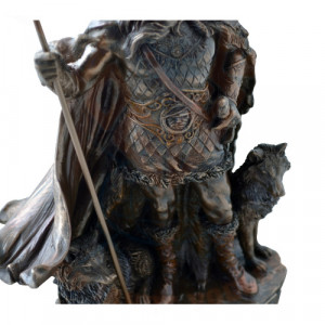 Statueta rasina si bronz, mitologia nordica, zeul Odin - The Allfather 25cm - Img 2