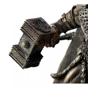 Statueta rasina si bronz, mitologia nordica, zeul Tunetului, Thor 24cm - Img 3