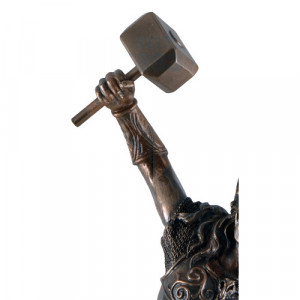 Statueta rasina si bronz, mitologia nordica, zeul Tunetului, Thor 32cm - Img 3
