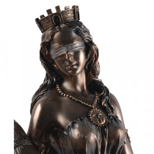 Statueta rasina si bronz, mitologia romana, zeita norocului Fortuna 71cm - Img 8