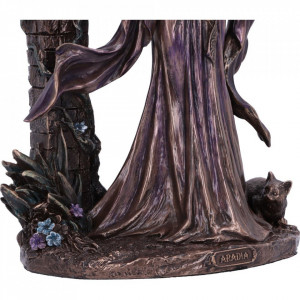 Statueta rasina si bronz, zeita Aradia - Regina vrajitoarelor Wicca 25 cm - Img 6