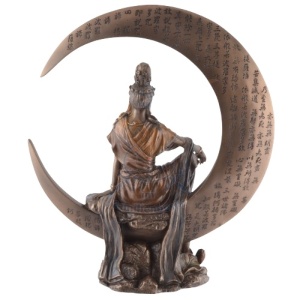 Statueta rasina si bronz zeita asiatica Guan Yi, zeita compasiunii 23 cm - Img 3