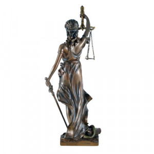 Statueta rasina si bronz, zeita dreptatii Themis ( Justitia) 21cm - Img 3