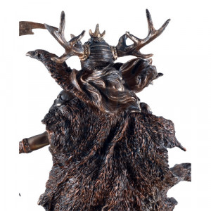 Statueta rasina si bronz, zeita nordica Hel, protectoarea lumii de dincolo 27cm - Img 3